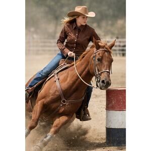 Roper Womens Brown Western Pearl Snap Long Sleeve Shirt